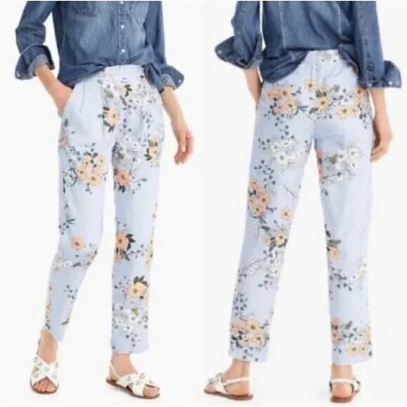 NWT J.Crew Garden Floral High-Rise Pants Size 8 - Picture 1 of 7